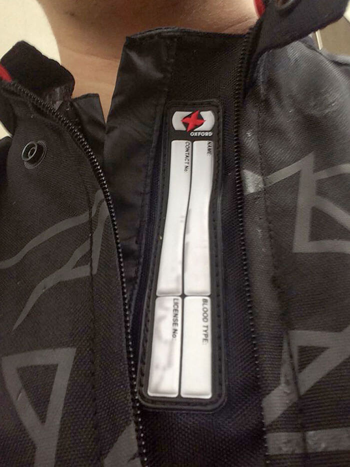 This Motorcycle Jacket Lets You Write Down Your Blood Type