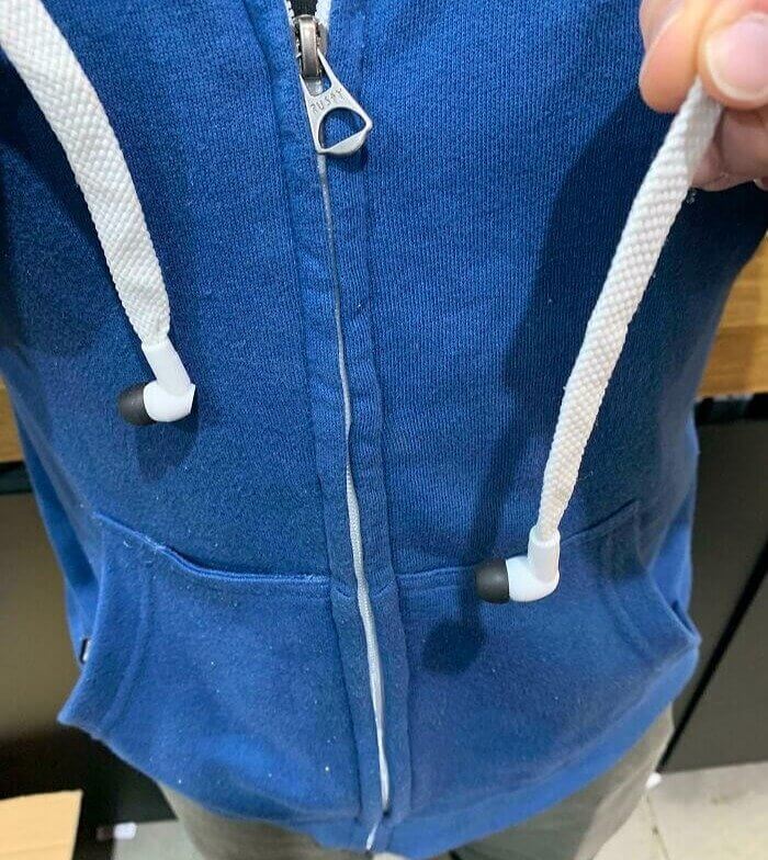 Someone's Coworker Noticed Their Jacket Had Headphones